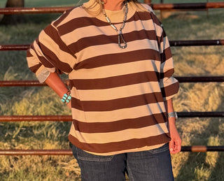 Penny Brown Oversized Striped Sweater