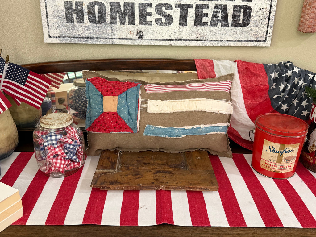 Vintage Americana Flag Pillow