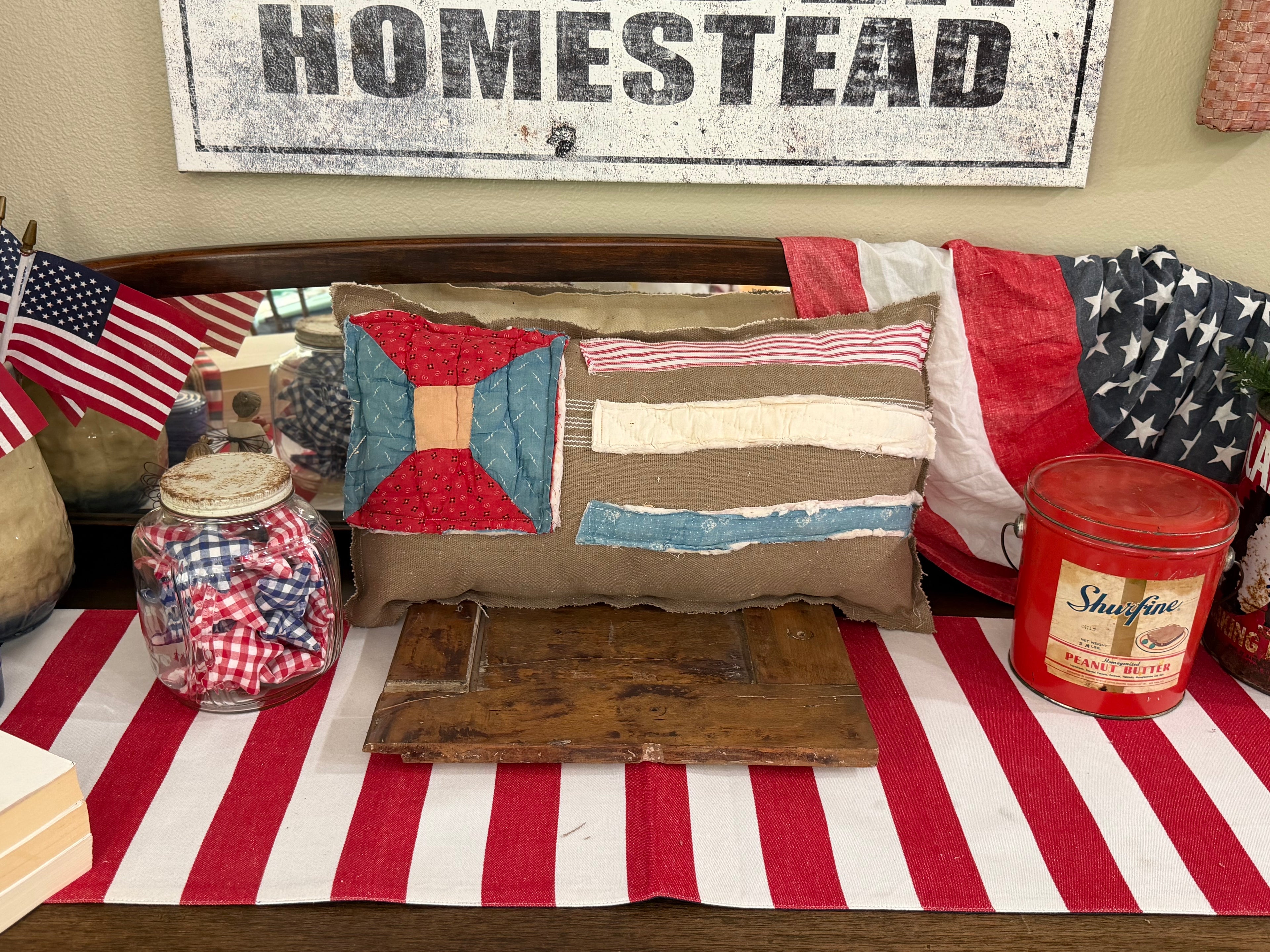 Vintage Americana Flag Pillow
