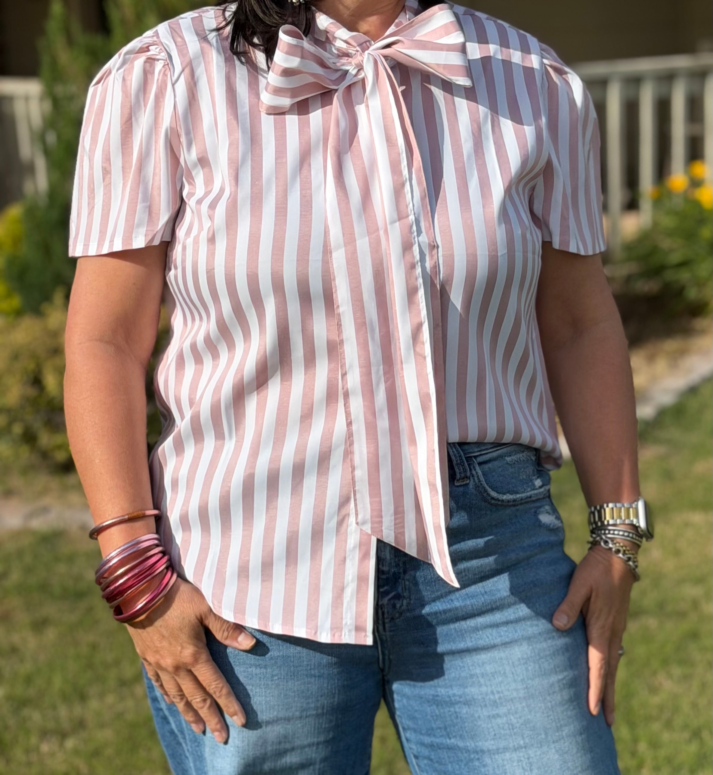 The Betsy Stripe Bow Tie Top