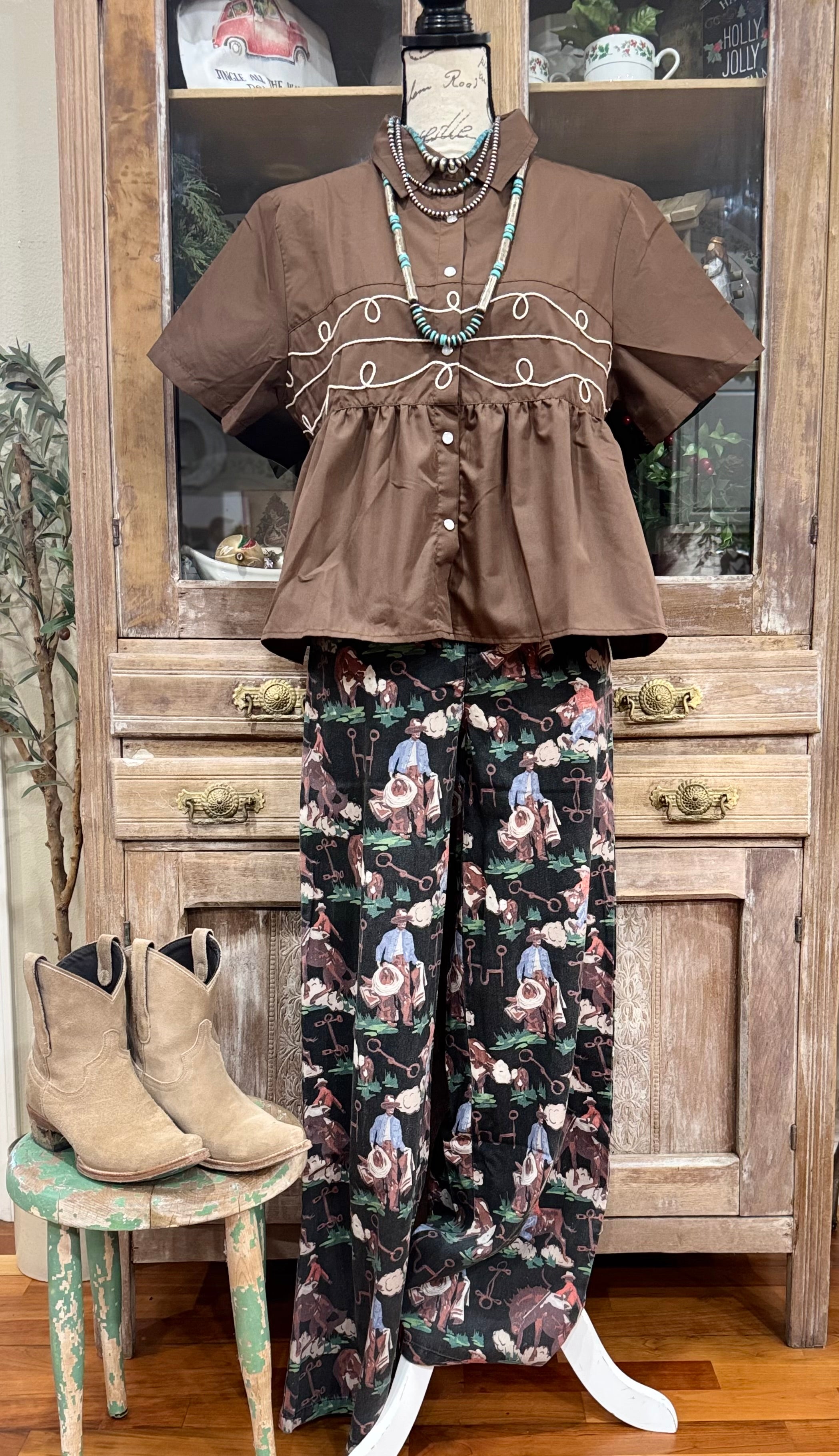 The Cowboy Brushy Pop Pants