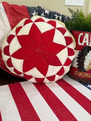 Vintage Red Round Pillow