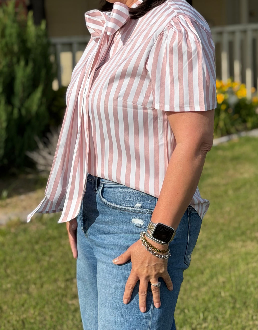 The Betsy Stripe Bow Tie Top