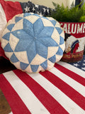 Vintage Blue Round Pillow