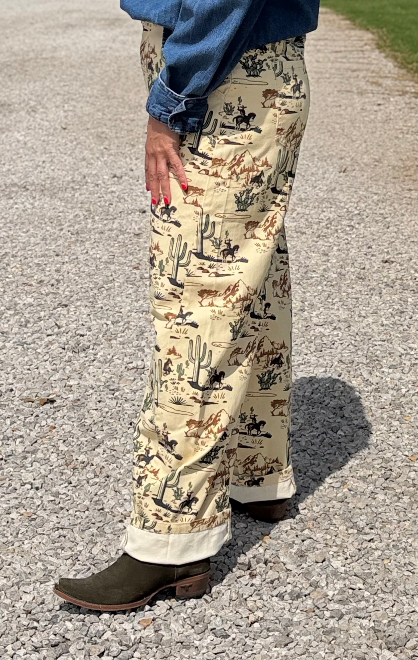 Cowboy Cactus Wide Leg Pants