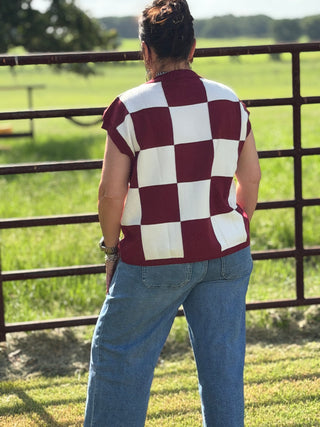 Miller Block Sweater in Maroon