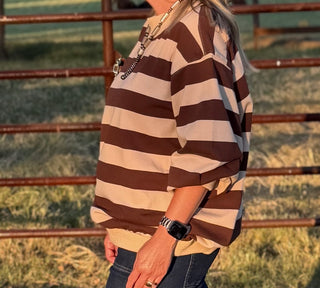 Penny Brown Oversized Striped Sweater