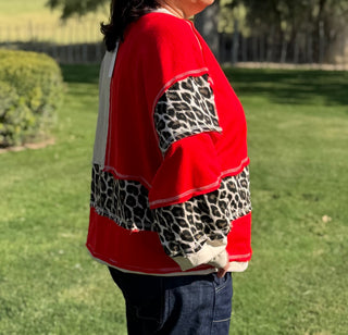 Lupe Leopard Color Block Top