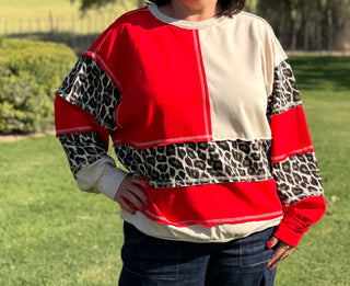 Lupe Leopard Color Block Top