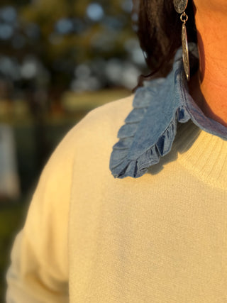 Denim Ruffle Faux Collar