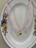 Pastel Heart Charm Beaded Necklace