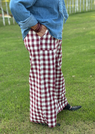 Aggie Maroon Plaid Drawstring Pants