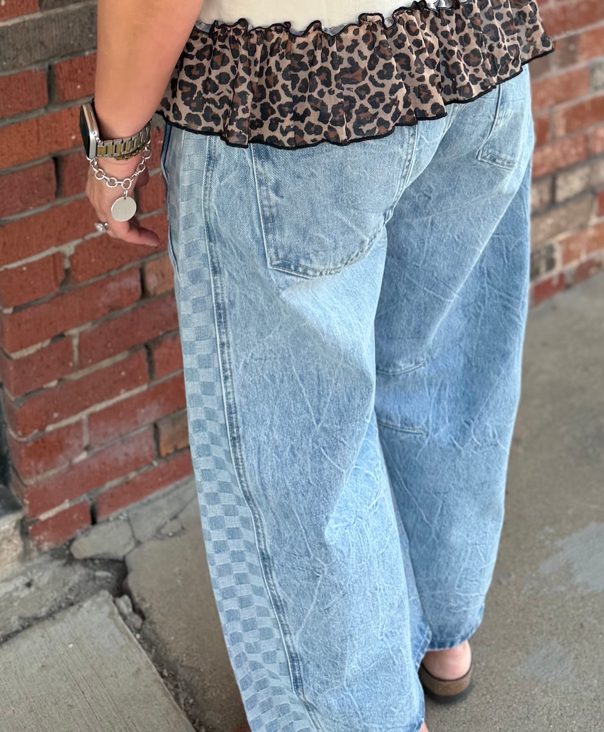 The Kristin Checkered Barrel Jeans