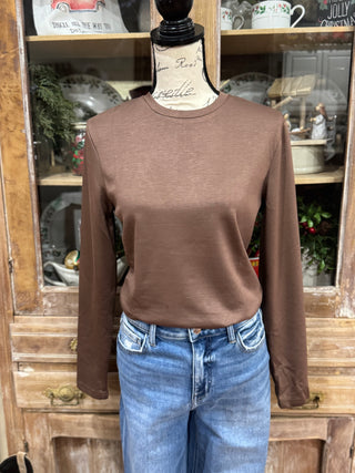 Long Sleeve Brown Layering Tee