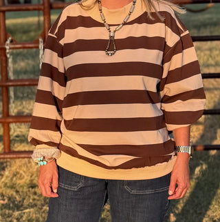 Penny Brown Oversized Striped Sweater