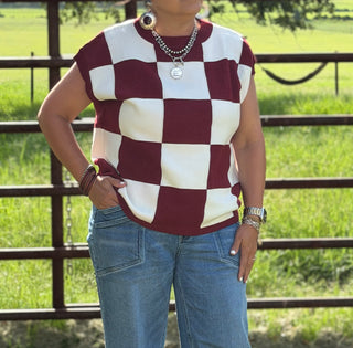 Miller Block Sweater in Maroon