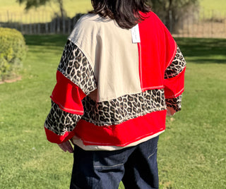 Lupe Leopard Color Block Top