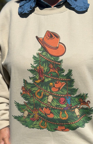 Cowboy Christmas Tree Crewneck
