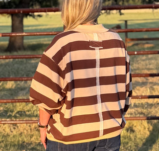 Penny Brown Oversized Striped Sweater