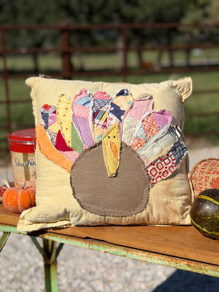 Vintage Turkey Cutter Quilt Pillow