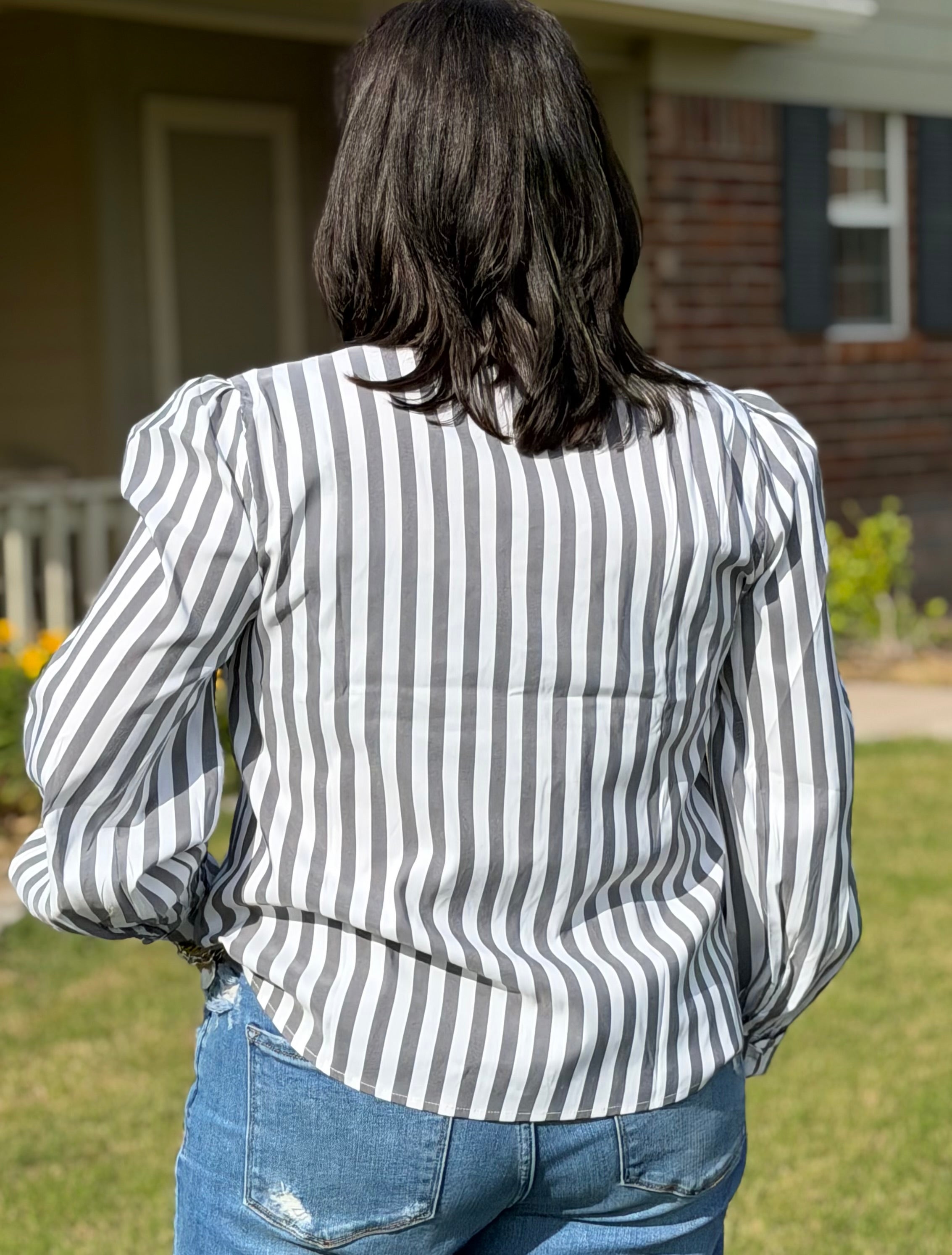 The Tonya Stripe Bow Tie Top