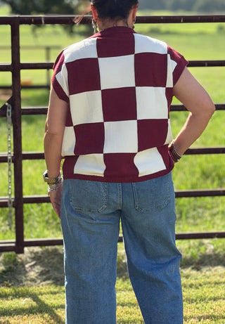 Miller Block Sweater in Maroon