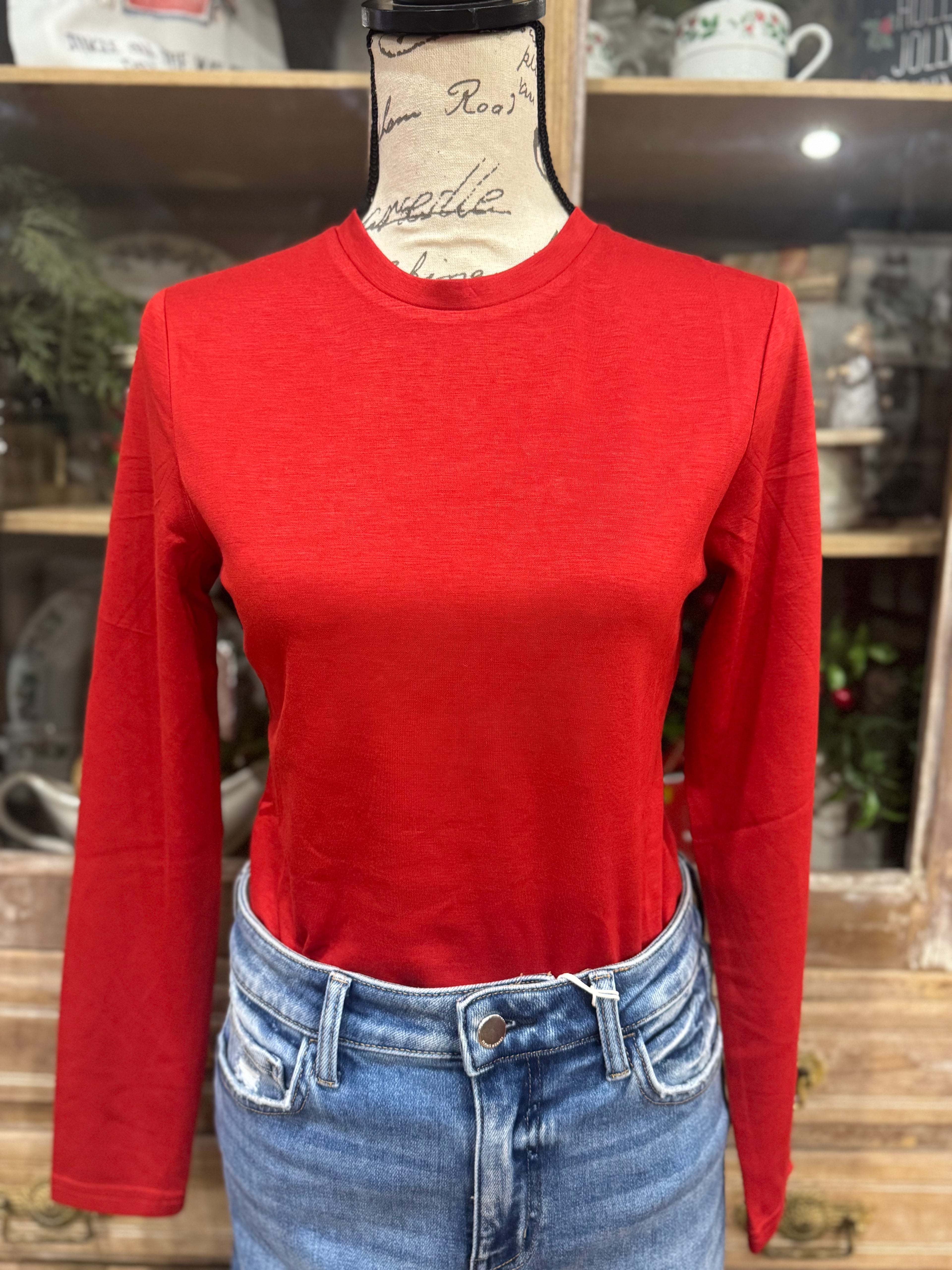 Long Sleeve Red Layering Tee