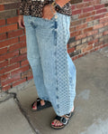 The Kristin Checkered Barrel Jeans