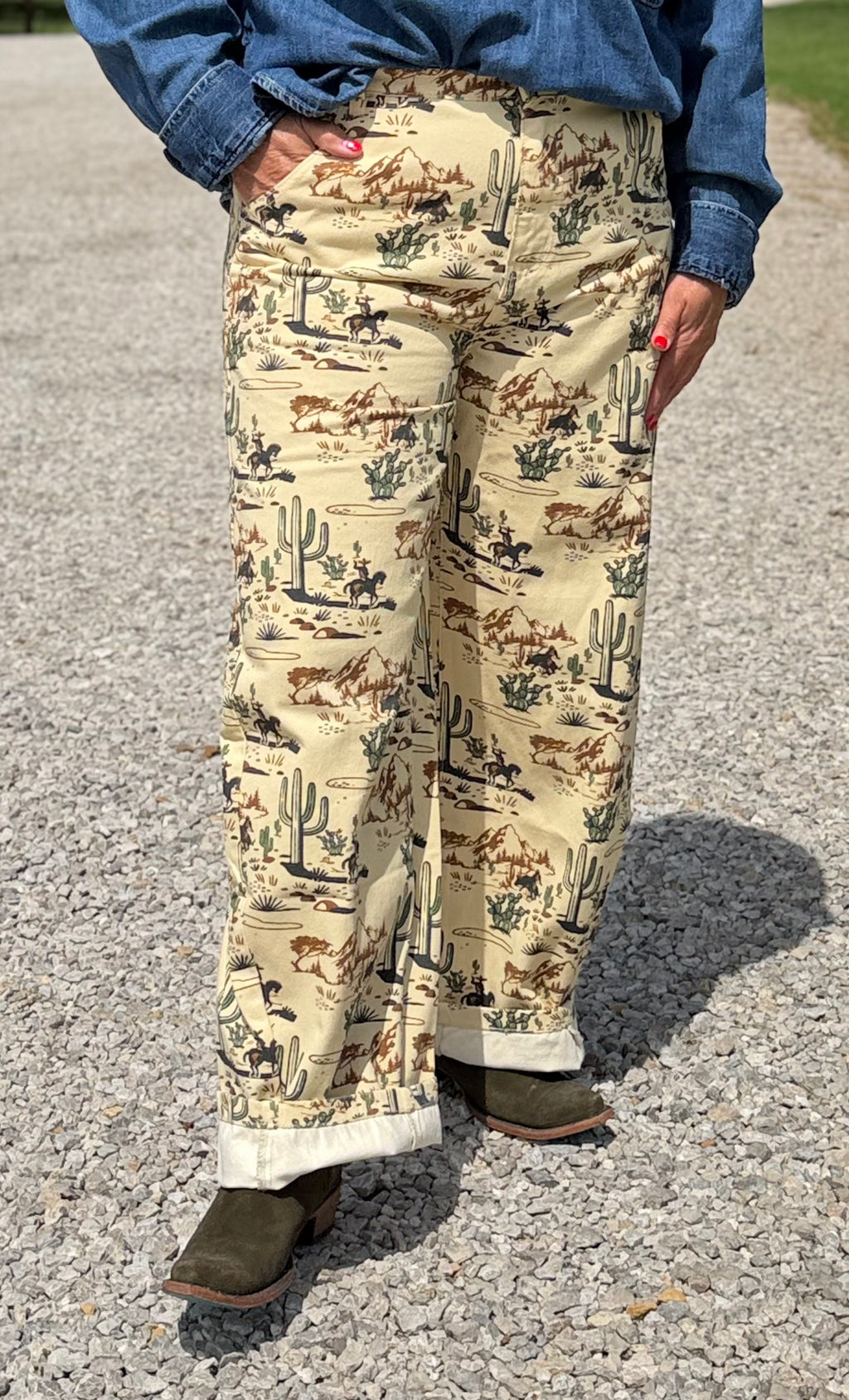 Cowboy Cactus Wide Leg Pants