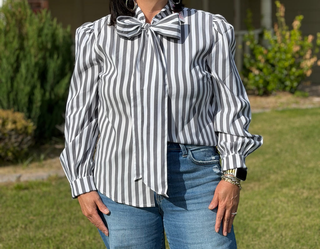 The Tonya Stripe Bow Tie Top