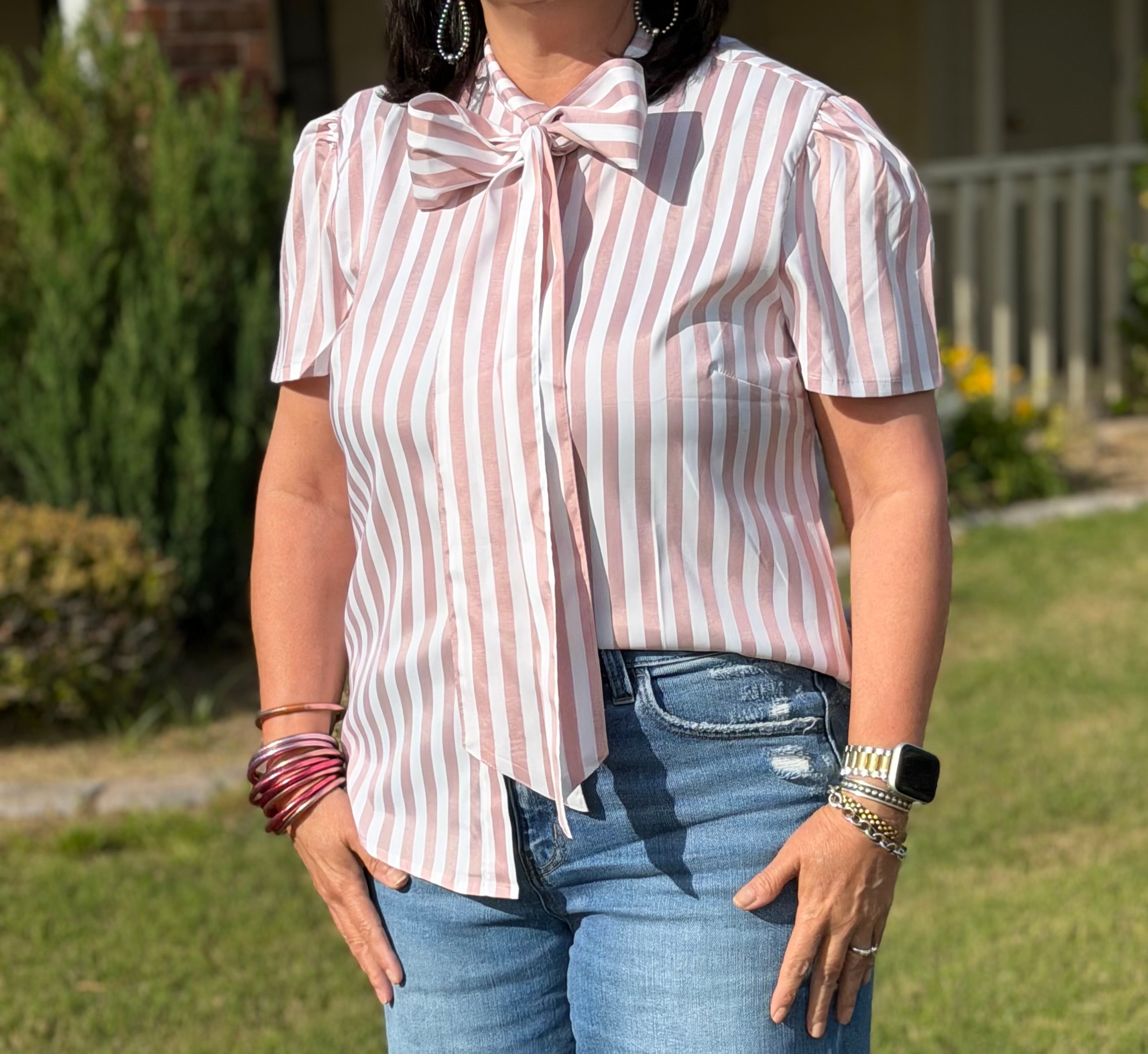 The Betsy Stripe Bow Tie Top