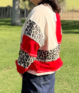 Lupe Leopard Color Block Top