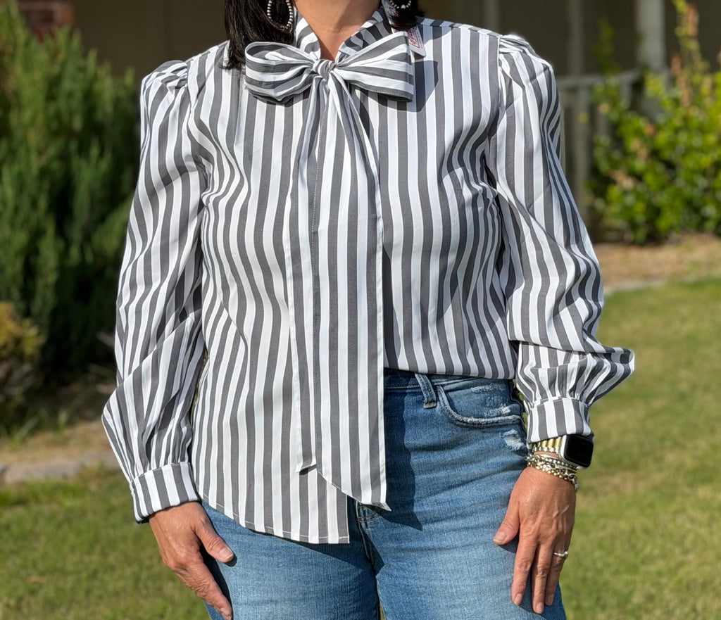 The Tonya Stripe Bow Tie Top