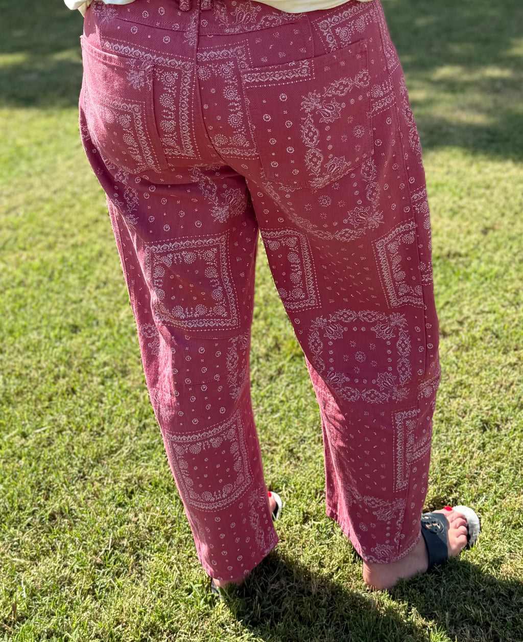 Bandana Print Barrel Jeans