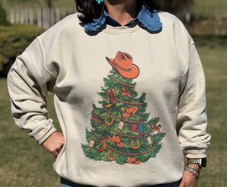 Cowboy Christmas Tree Crewneck