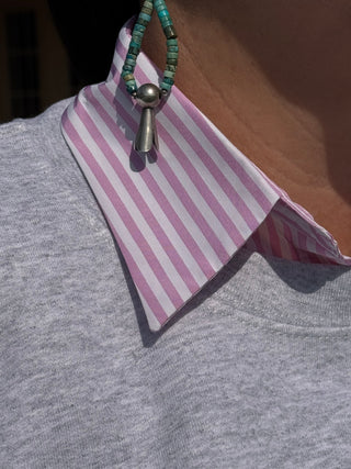 Pink Stripe Faux Collar