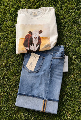 Risen High-Rise Mid Length Cuffed Shorts