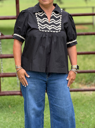 Bela Ric-Rac Trim Top