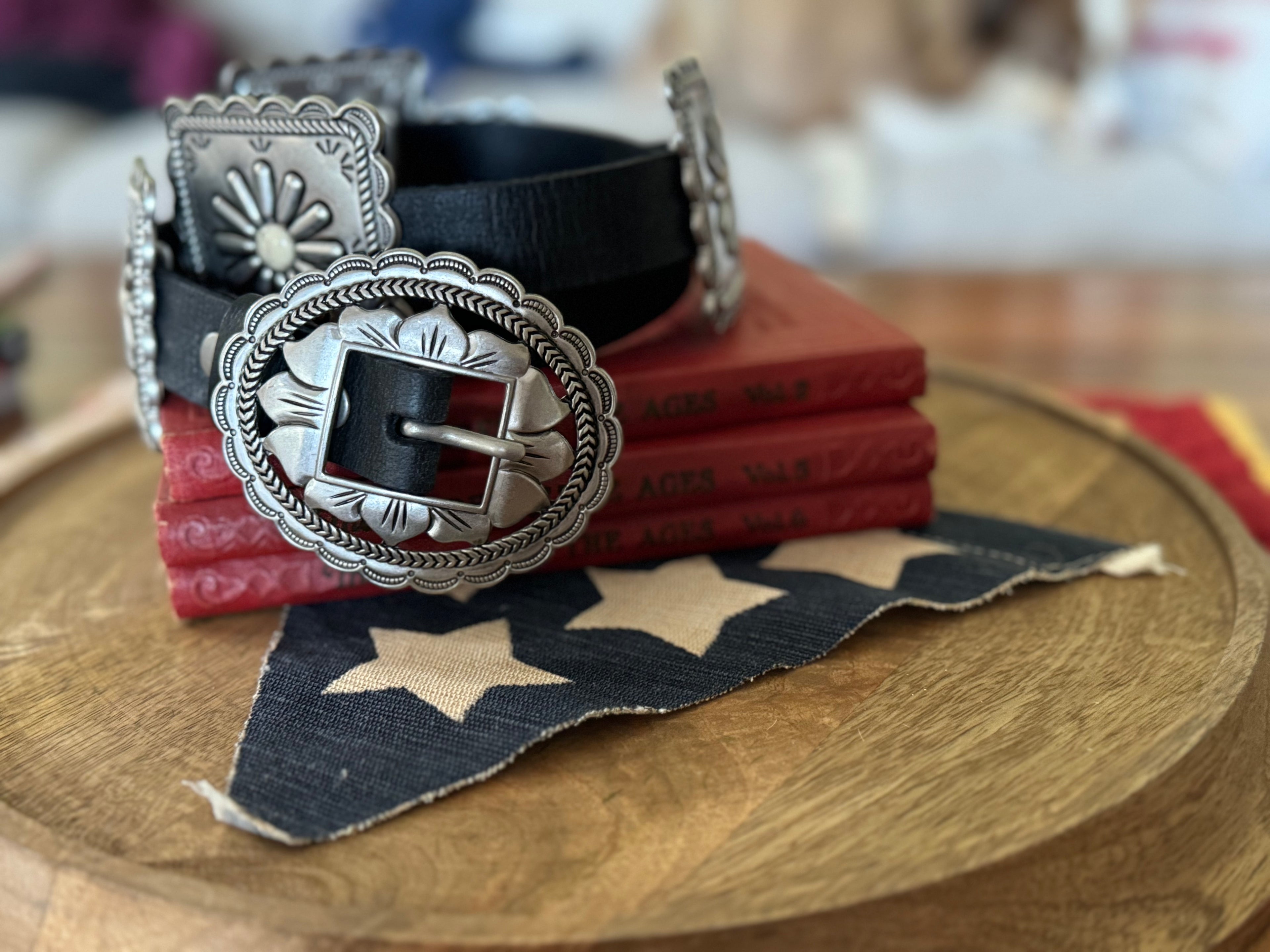 Black Western Concho Belt