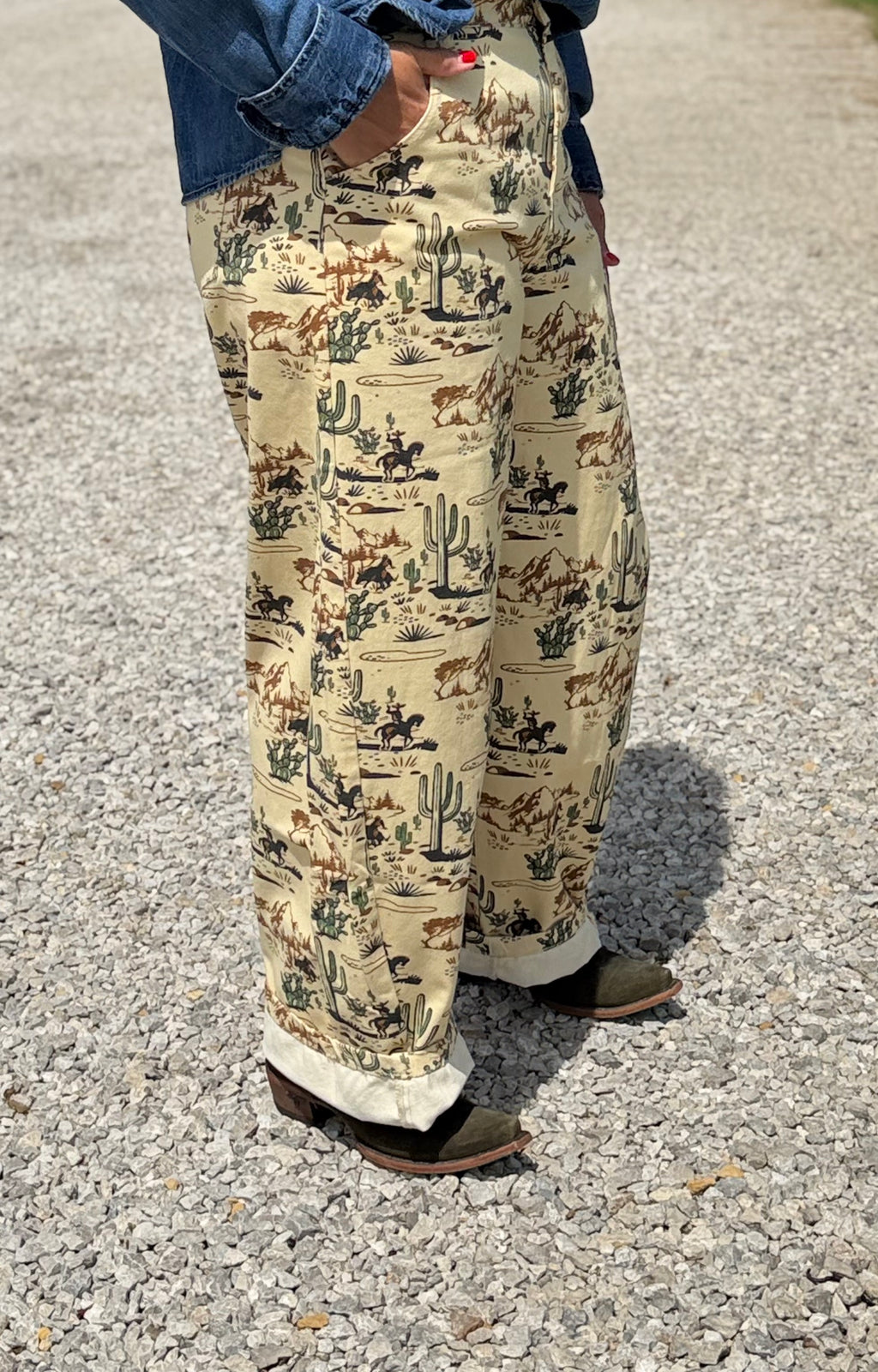 Cowboy Cactus Wide Leg Pants