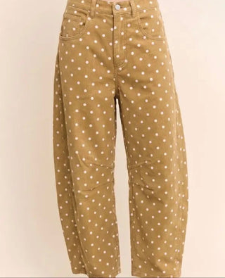 Howdy Polka Dot Denim Barrel Pants