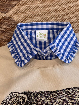 Blue Plaid Faux Collar