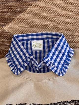 Blue Plaid Faux Collar