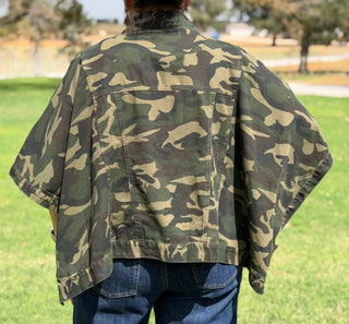 Camo Cape Sleeve Trucker Jacket