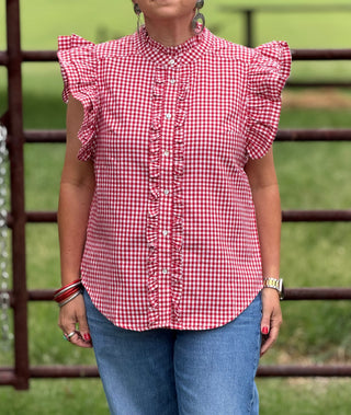 Kayla Gingham Ruffle Top