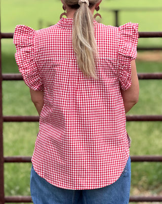 Kayla Gingham Ruffle Top