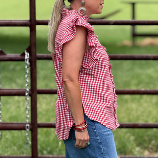 Kayla Gingham Ruffle Top