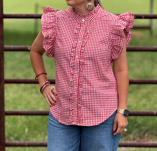 Kayla Gingham Ruffle Top