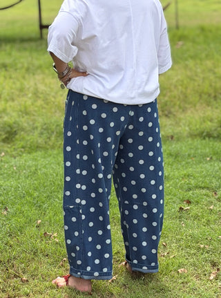 Hallie Polka Dot Denim Barrel Pants