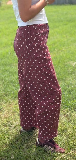Howdy Polka Dot Denim Barrel Pants